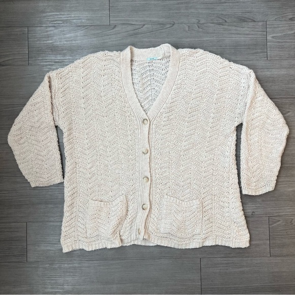 Kimchi Blue Sweaters - Kimchi Blue Cream Oversized Button Up Knit Cardigan Size L